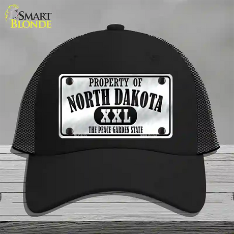 Property Of North Dakota Novelty License Plate Hat Mesh / Black