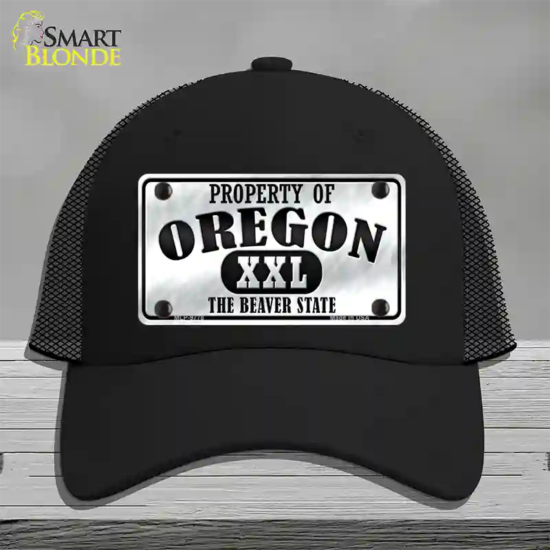 Property Of Oregon Novelty License Plate Hat Mesh / Black