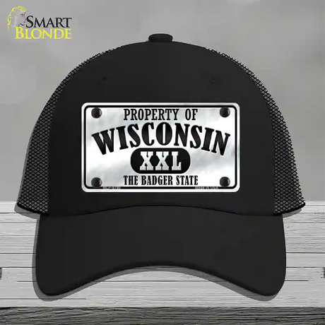 Property Of Wisconsin Novelty License Plate Hat Mesh / Black