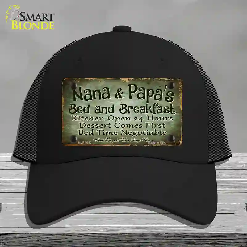 Nana And Papas Bed And Breakfast Novelty License Plate Hat Mesh / Black