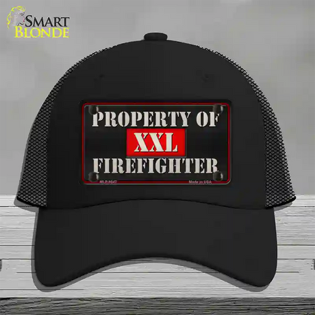 Property Of Firefighter Novelty License Plate Hat Mesh / Black