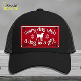 Dog Is A Gift Novelty License Plate Hat Mesh / Black