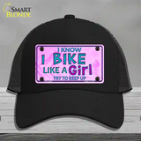 Bike Like A Girl Pink Novelty License Plate Hat Mesh / Black