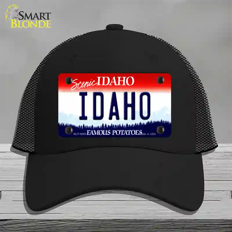 Scenic Idaho Novelty License Plate Hat Mesh / Black