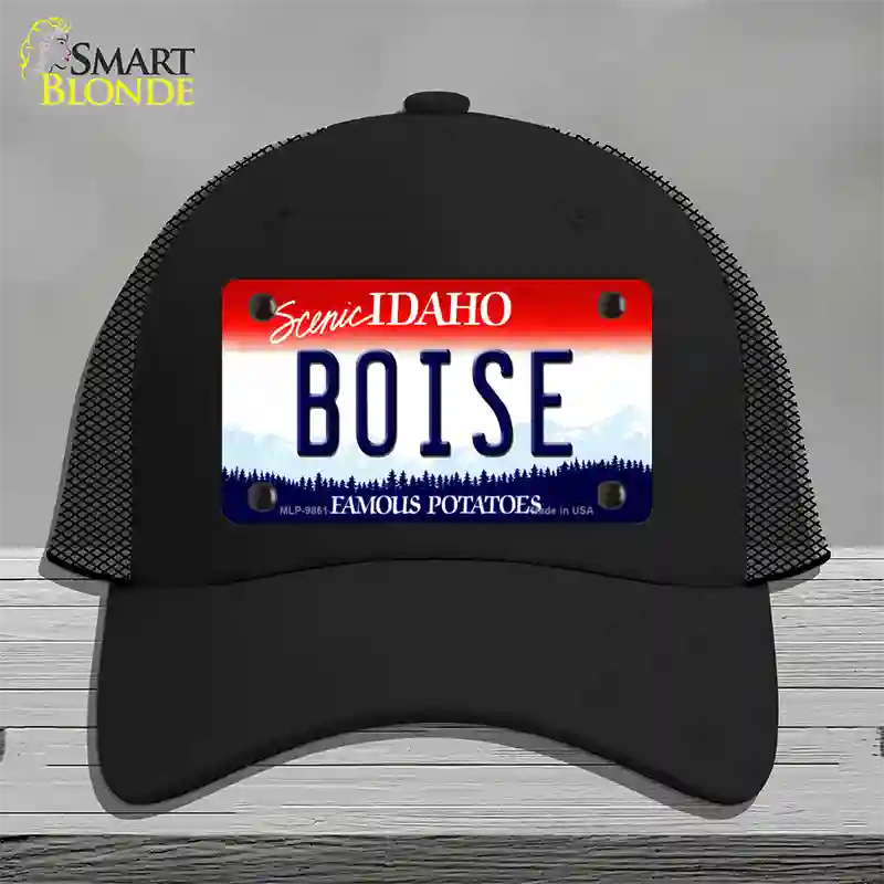 Boise Idaho Novelty License Plate Hat Mesh / Black