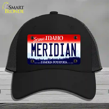 Meridian Idaho Novelty License Plate Hat Mesh / Black