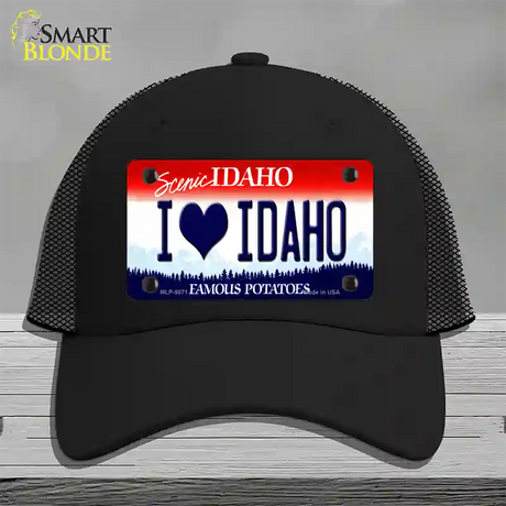 Love Idaho Novelty License Plate Hat Mesh / Black