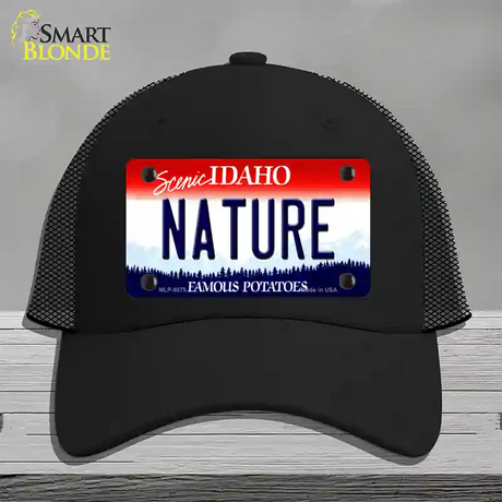 Nature Idaho Novelty License Plate Hat Mesh / Black