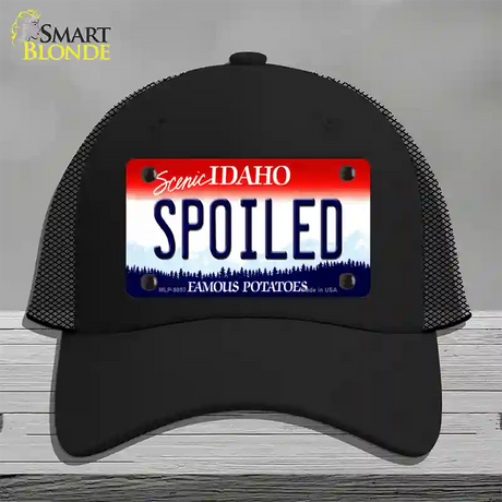 Spoiled Idaho Novelty License Plate Hat Mesh / Black