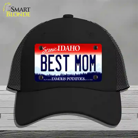 Best Mom Idaho Novelty License Plate Hat Mesh / Black