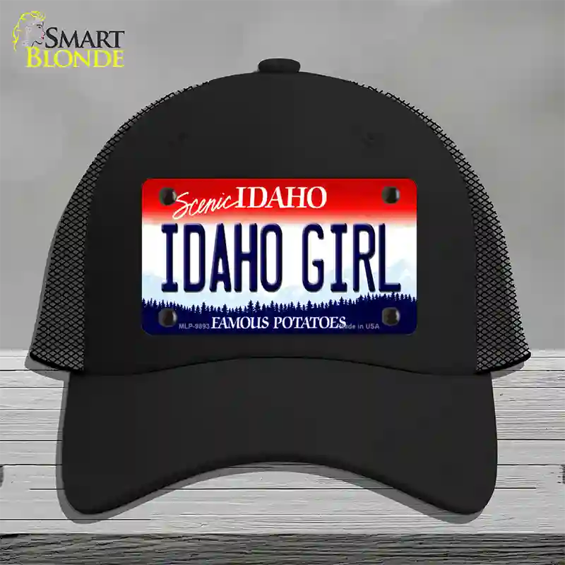 Idaho Girl Idaho Novelty License Plate Hat Mesh / Black