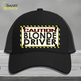 Caution Blonde Driver Novelty License Plate Hat Mesh / Black