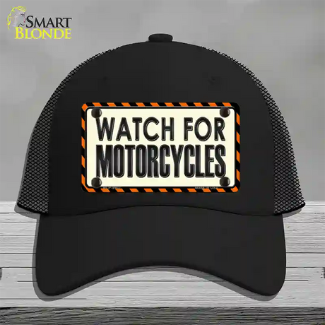 Watch For Motorcycle Novelty License Plate Hat Mesh / Black