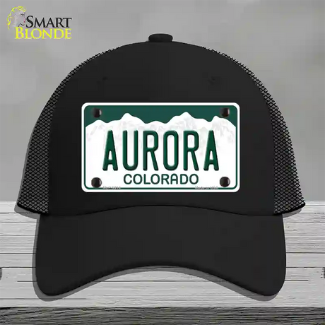 Aurora Colorado Novelty License Plate Hat Mesh / Black