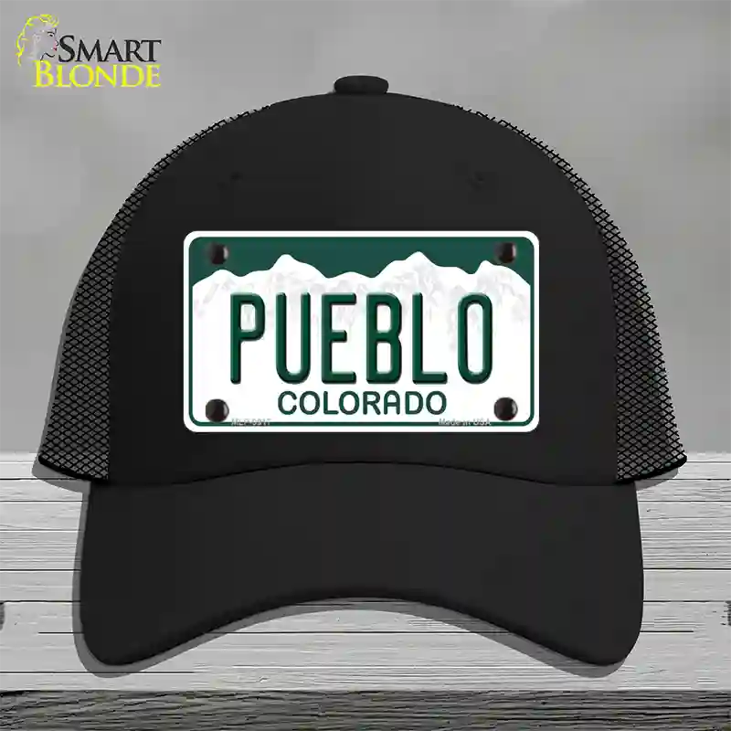 Pueblo Colorado Novelty License Plate Hat Mesh / Black