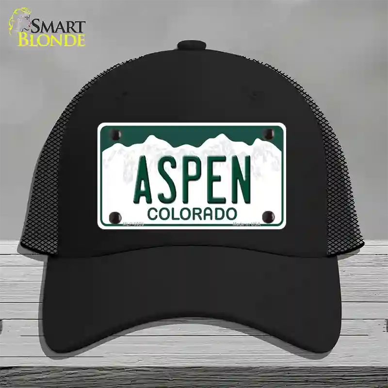 Aspen Colorado Novelty License Plate Hat Mesh / Black