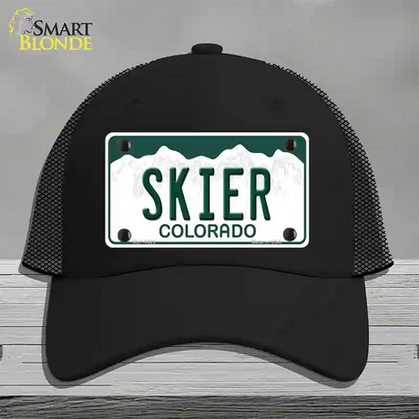 Skier Colorado Novelty License Plate Hat Mesh / Black