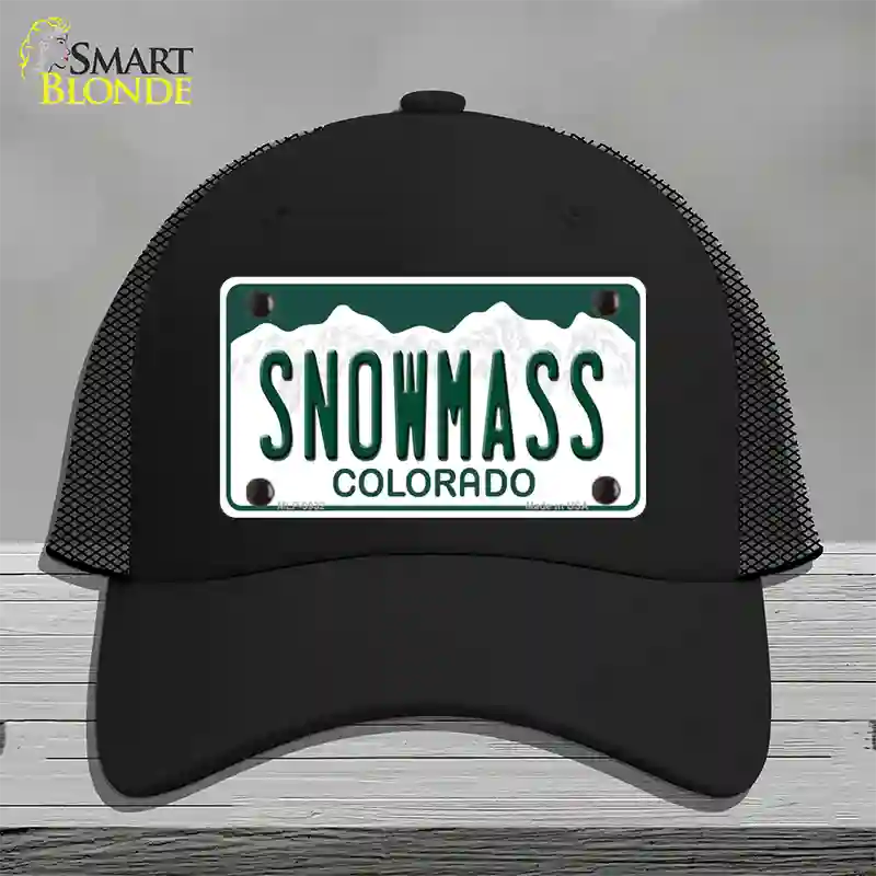 Snowmass Colorado Novelty License Plate Hat Mesh / Black