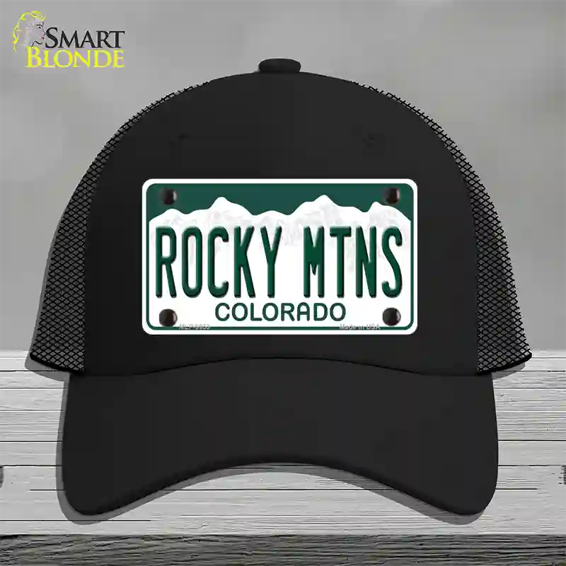 Rocky Mountains Colorado Novelty License Plate Hat Mesh / Black