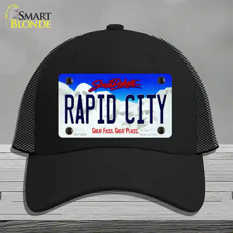 Rapid City South Dakota Novelty License Plate Hat Mesh / Black