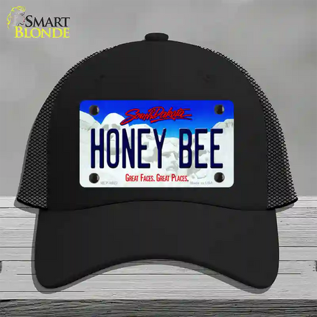 Honey Bee South Dakota Novelty License Plate Hat Mesh / Black