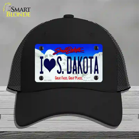 I Love South Dakota Novelty License Plate Hat Mesh / Black