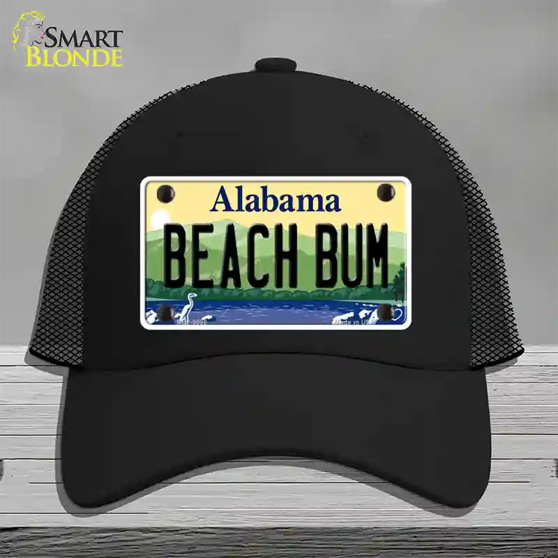 Beach Bum Alabama Novelty License Plate Hat Mesh / Black