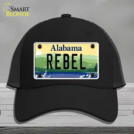 Rebel Alabama Novelty License Plate Hat Mesh / Black