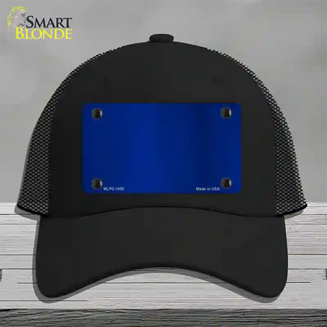 Blue Metallic Solid Novelty License Plate Hat Mesh / Black