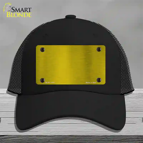 Yellow Metallic Solid Novelty License Plate Hat Mesh / Black