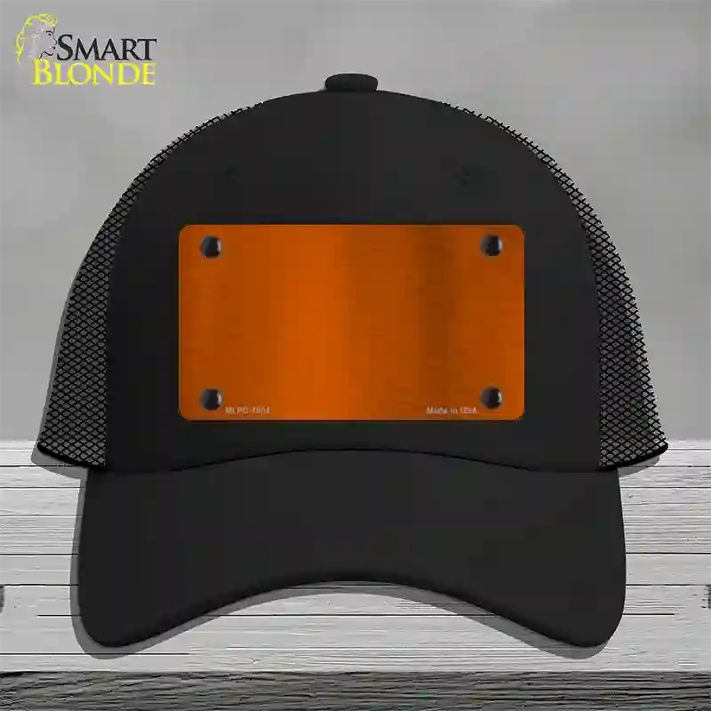Orange Metallic Solid Novelty License Plate Hat Mesh / Black