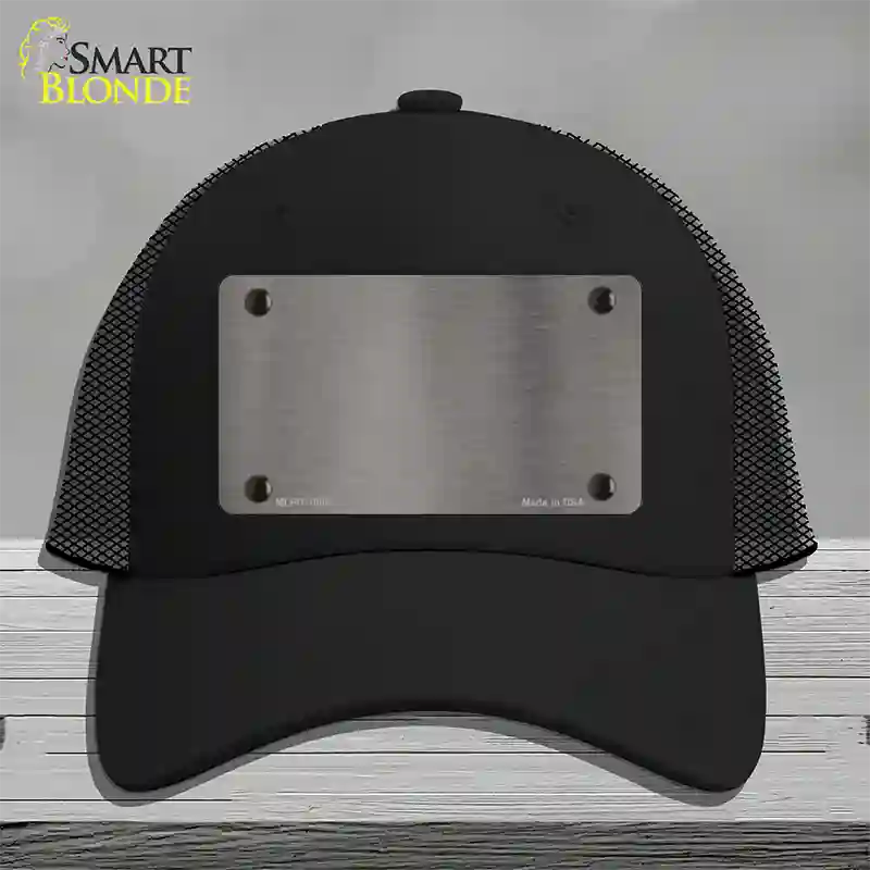 Grey Metallic Solid Novelty License Plate Hat Mesh / Black