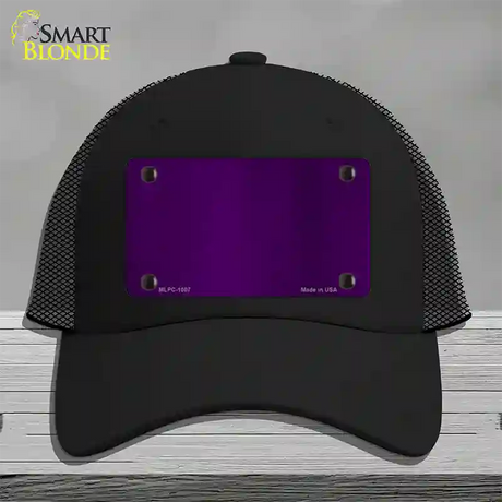 Purple Metallic Solid Novelty License Plate Hat Mesh / Black