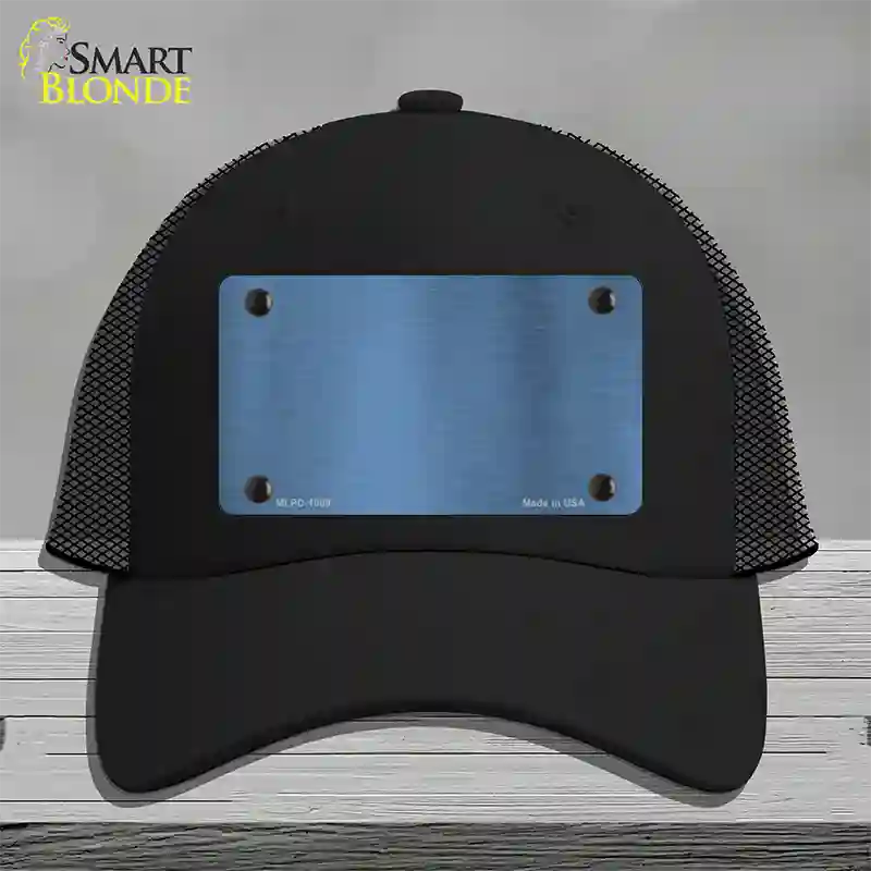 Light Blue Metallic Solid Novelty License Plate Hat Mesh / Black