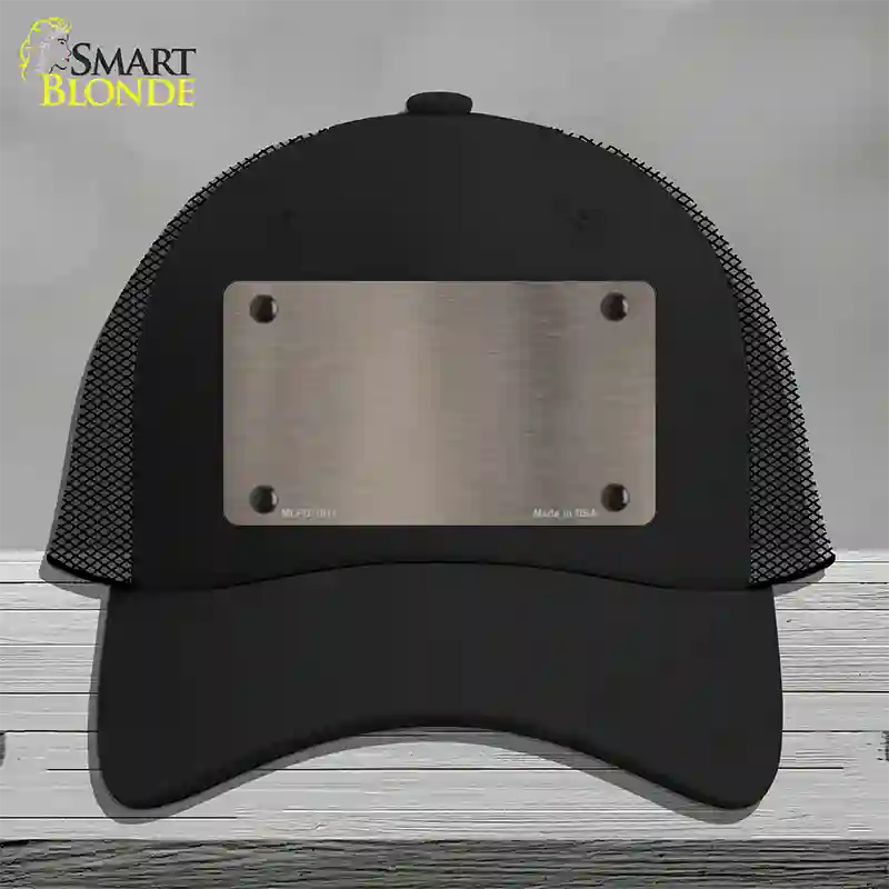 Tan Metallic Solid Novelty License Plate Hat Mesh / Black