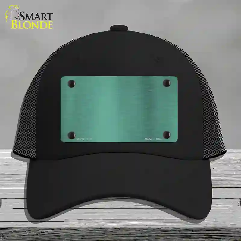 Teal Metallic Solid Novelty License Plate Hat Mesh / Black