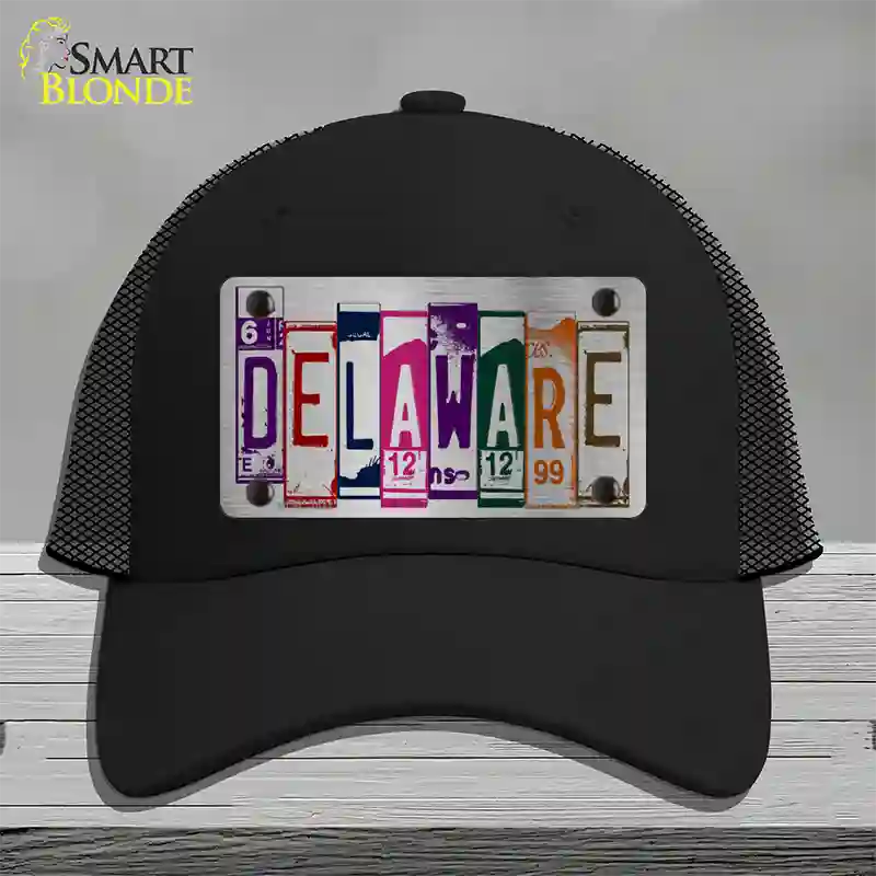 Delaware License Plate Art Novelty License Plate Hat Mesh / Black