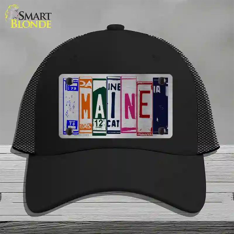 Maine License Plate Art Novelty License Plate Hat Mesh / Black