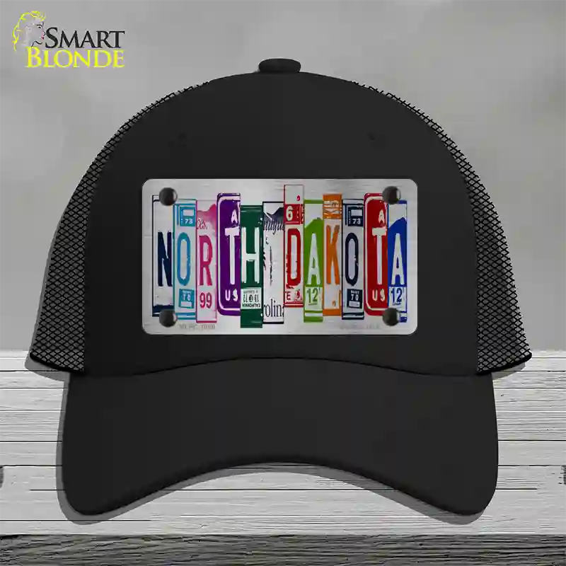 North Dakota License Plate Art Novelty License Plate Hat Mesh / Black