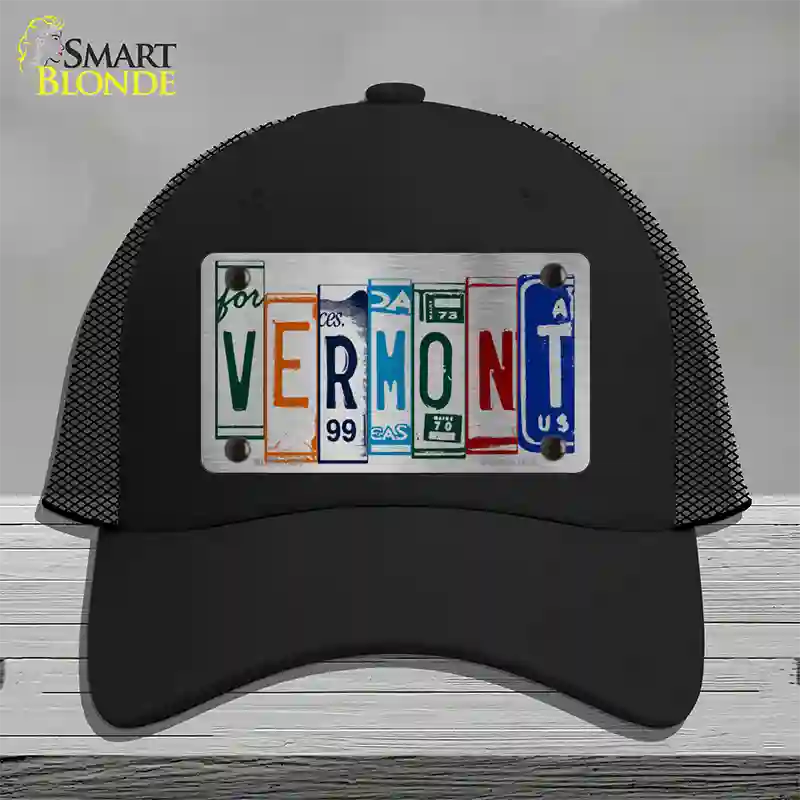 Vermont License Plate Art Novelty License Plate Hat Mesh / Black