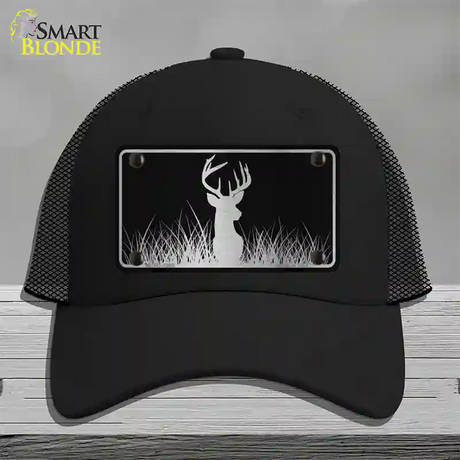 Deer Black Brushed Chrome Novelty License Plate Hat Mesh / Black