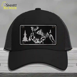 Elk Black Brushed Chrome Novelty License Plate Hat Mesh / Black