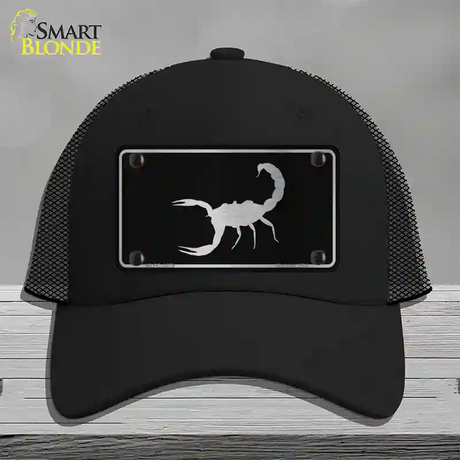 Scorpion Black Brushed Chrome Novelty License Plate Hat Mesh / Black