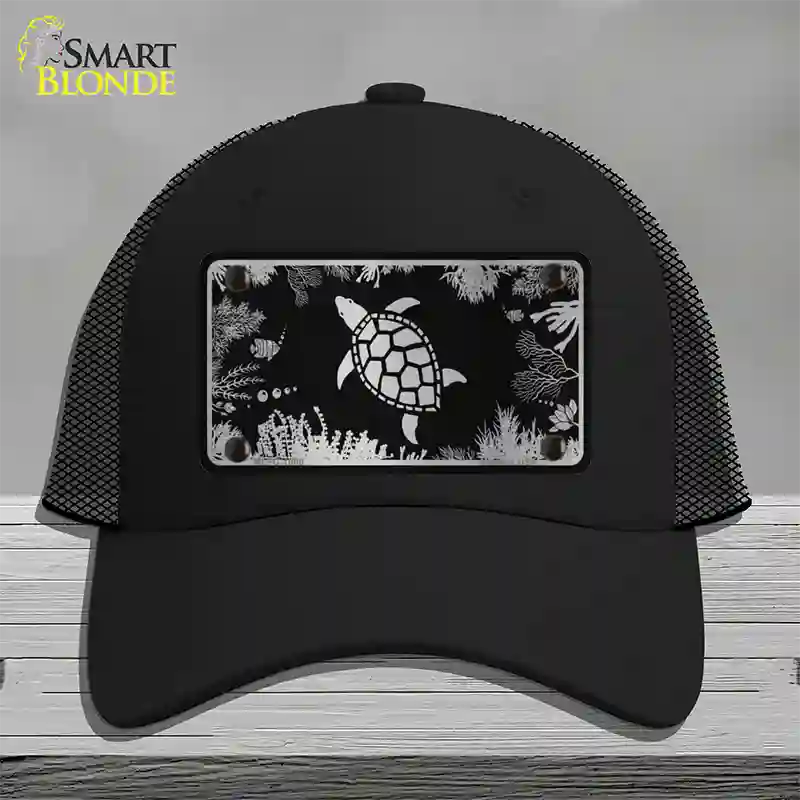 Turtle Black Brushed Chrome Novelty License Plate Hat Mesh / Black