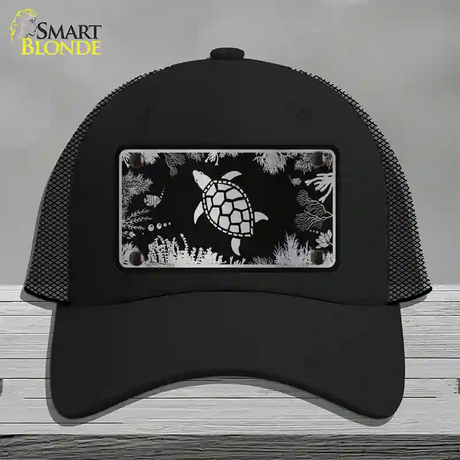 Turtle Black Brushed Chrome Novelty License Plate Hat Mesh / Black