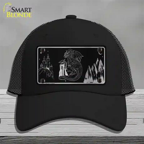 Wizards And Dragons Black Brushed Chrome Novelty License Plate Hat Mesh / Black