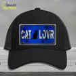 Cat Lover Blue Brushed Chrome Novelty License Plate Hat Tag Mesh / Black