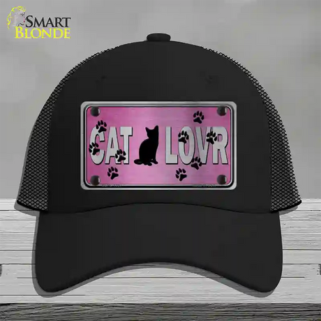 Cat Lover Pink Brushed Chrome Novelty License Plate Hat Tag Mesh / Black