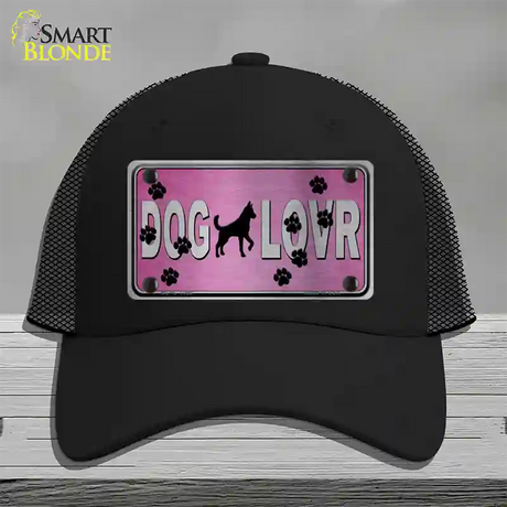 Dog Lover Pink Brushed Chrome Novelty License Plate Hat Tag Mesh / Black