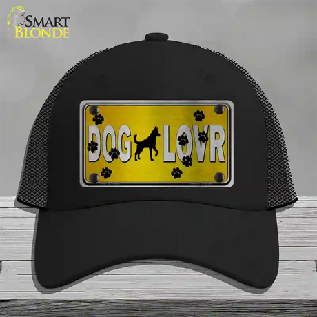 Dog Lover Yellow Brushed Chrome Novelty License Plate Hat Tag Mesh / Black